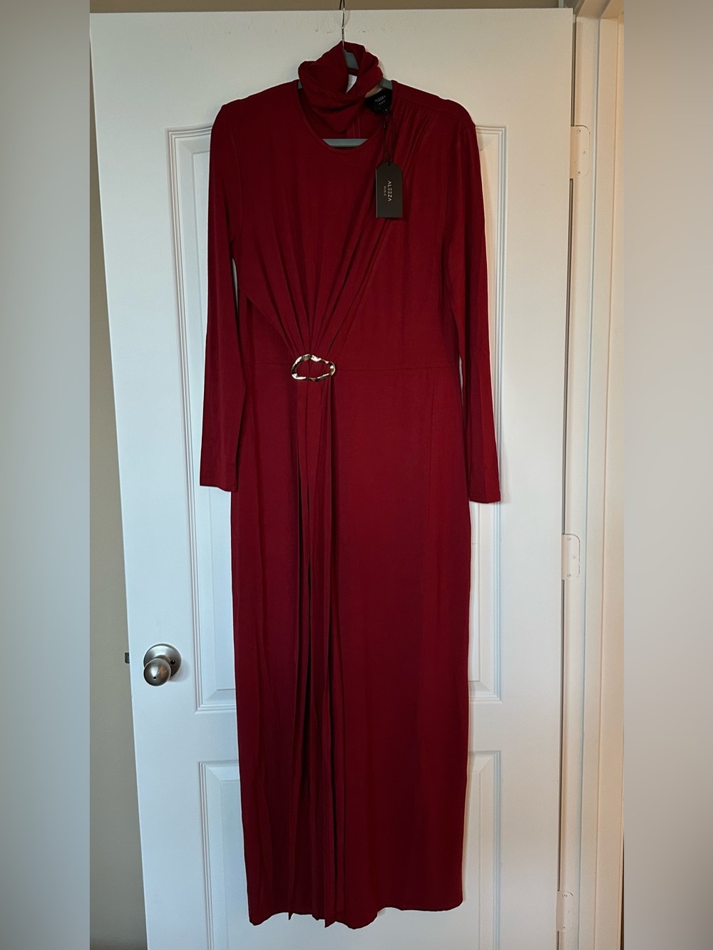 NWT Aleeza Paris High-Neck Draped Dress - Size L - Picture 13 of 14